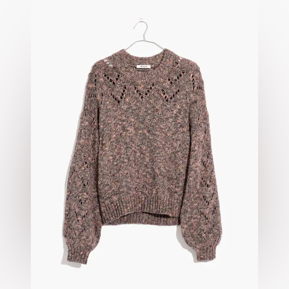 Madewell Pointelle Bubble-Sleeve Pullover Sweater XL